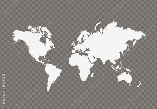 Vector world map on transparent background. - Illustration