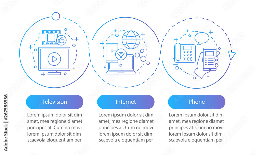 TV, internet, phone bundle vector infographic template