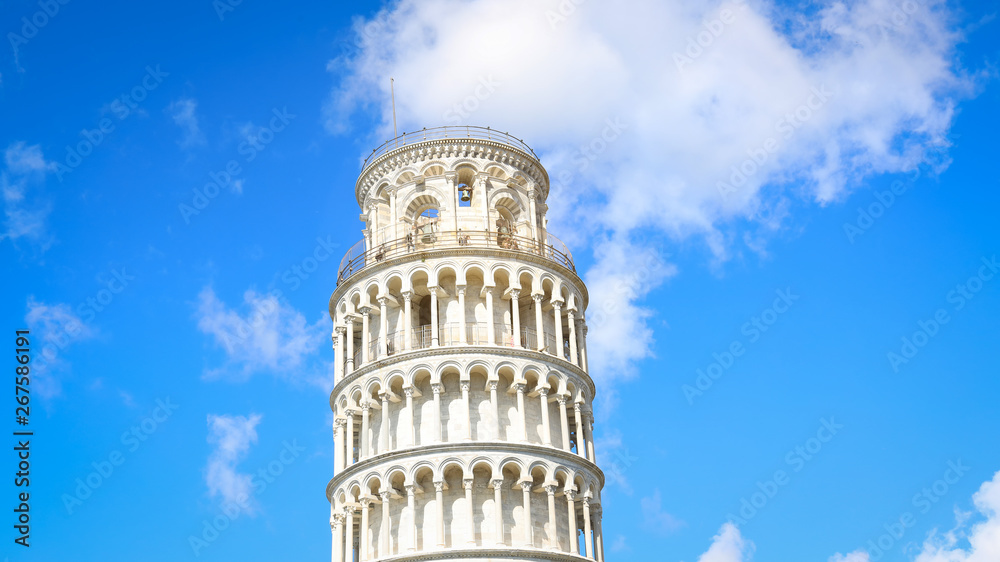 Leaning Tower  (Torre di Pisa) Tuscany, Italy.The Leaning Tower of Pisa is one of the main landmark in Italy.