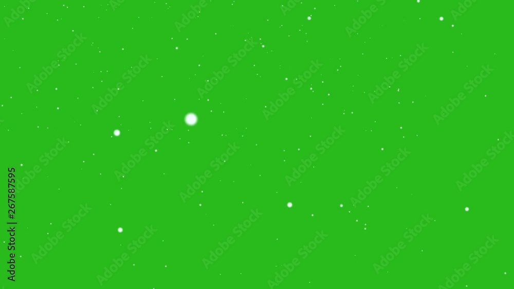 Falling small snow with the wind blowing on green background 30 sec ,4K video