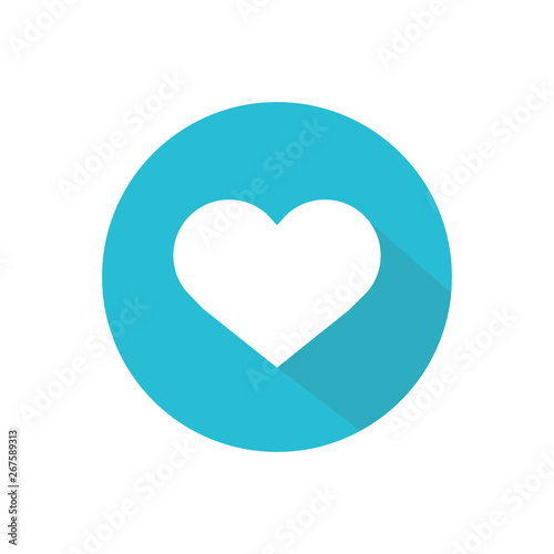 Free Download Blue heart icon. Romantic love symbol. Circle button with flat web icon. - GFXLoad