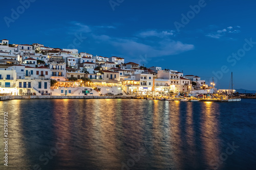 Picturesque Batsi village on  Andros island at night, Cyclades © Mazur Travel