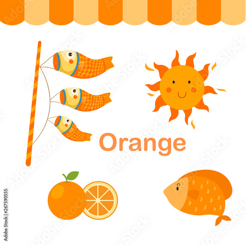 Illustration of isolated color orange group vector