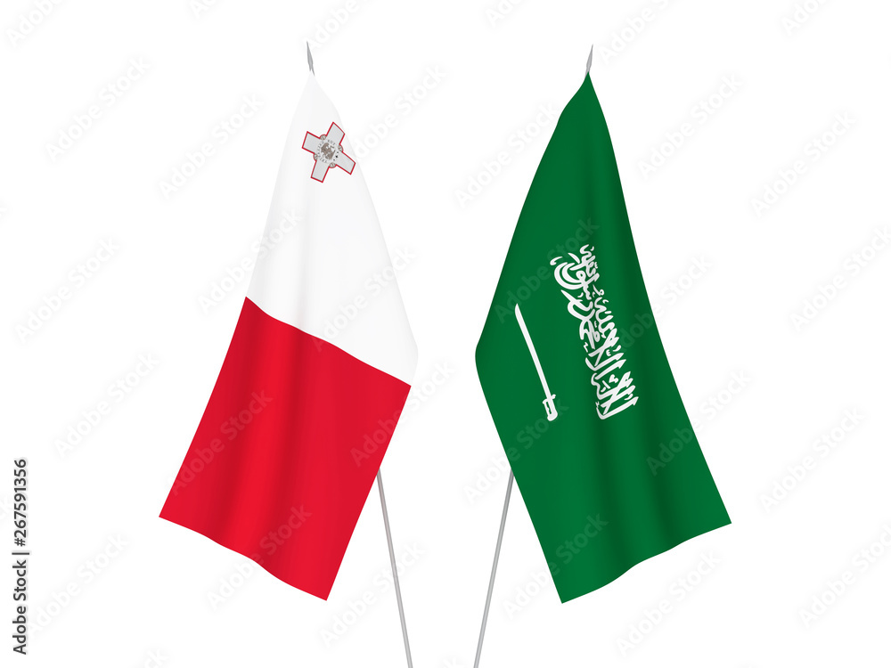 Saudi Arabia and Malta flags Saudi Arabia and Malta flags