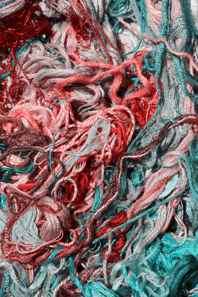 Abstract Colorful Textures Background With A Lot of Copy Space For Text. Cropped Shot Of Colorful Cotton Threads. Abstract Colorful Textures Background With A Lot of Copy Space For Text. Cropped Shot Of Colorful Cotton Threads.