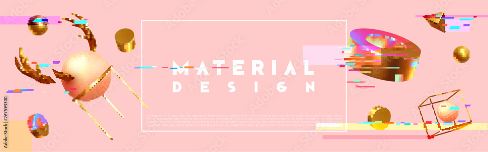 Obraz premium Chaos abstract background with 3d objects.