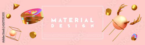 Chaos abstract background with 3d objects