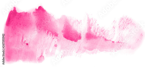Abstract watercolor background hand-drawn on paper. Volumetric smoke elements. Pink color. For design, web, card, text, decoration, surfaces. © colorinem