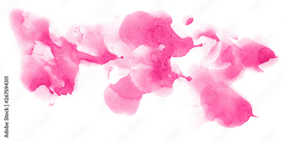 Abstract watercolor background hand-drawn on paper. Volumetric smoke elements. Pink color. For design, web, card, text, decoration, surfaces. Abstract watercolor background hand-drawn on paper. Volumetric smoke elements. Pink color. For design, web, card, text, decoration, surfaces.