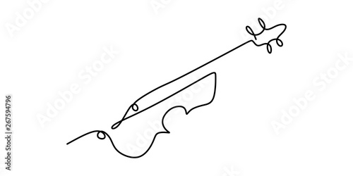 Violin continuous one line drawing minimalism design on white background