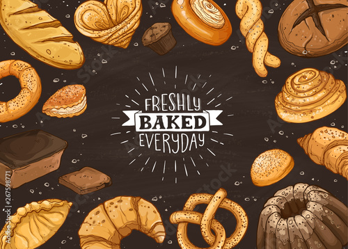 Fresh Bread Poster Vector Ilustration