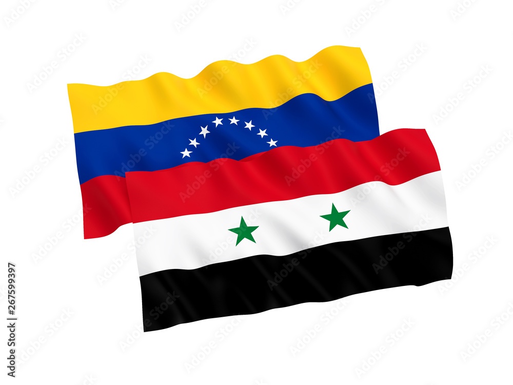 Naklejka premium Flags of Venezuela and Syria on a white background