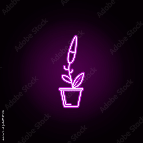 false unicorn in pot neon icon. Elements of flower set. Simple icon for websites, web design, mobile app, info graphics