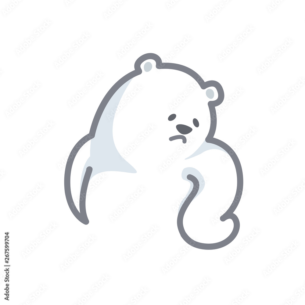 white bear cartoon character cute isolated on white background