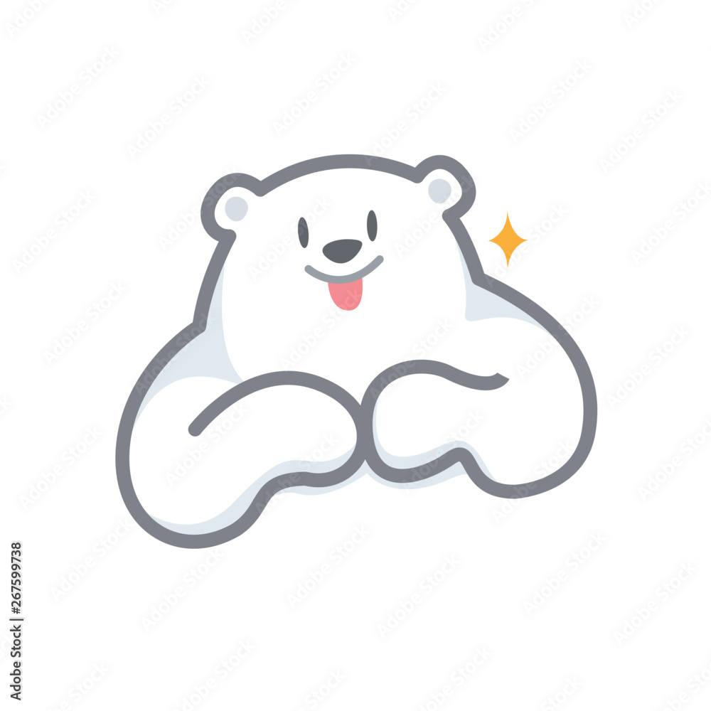 white bear cartoon character cute isolated on white background