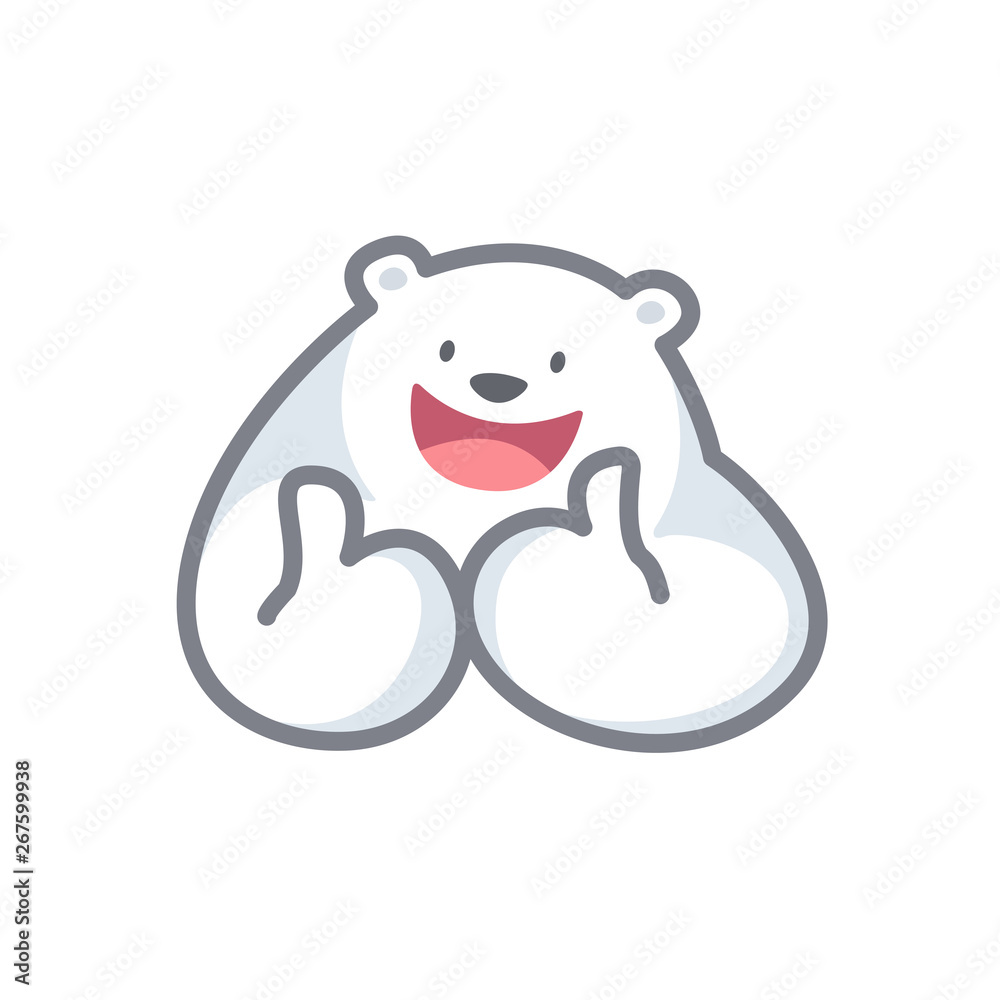 white bear cartoon character cute isolated on white background