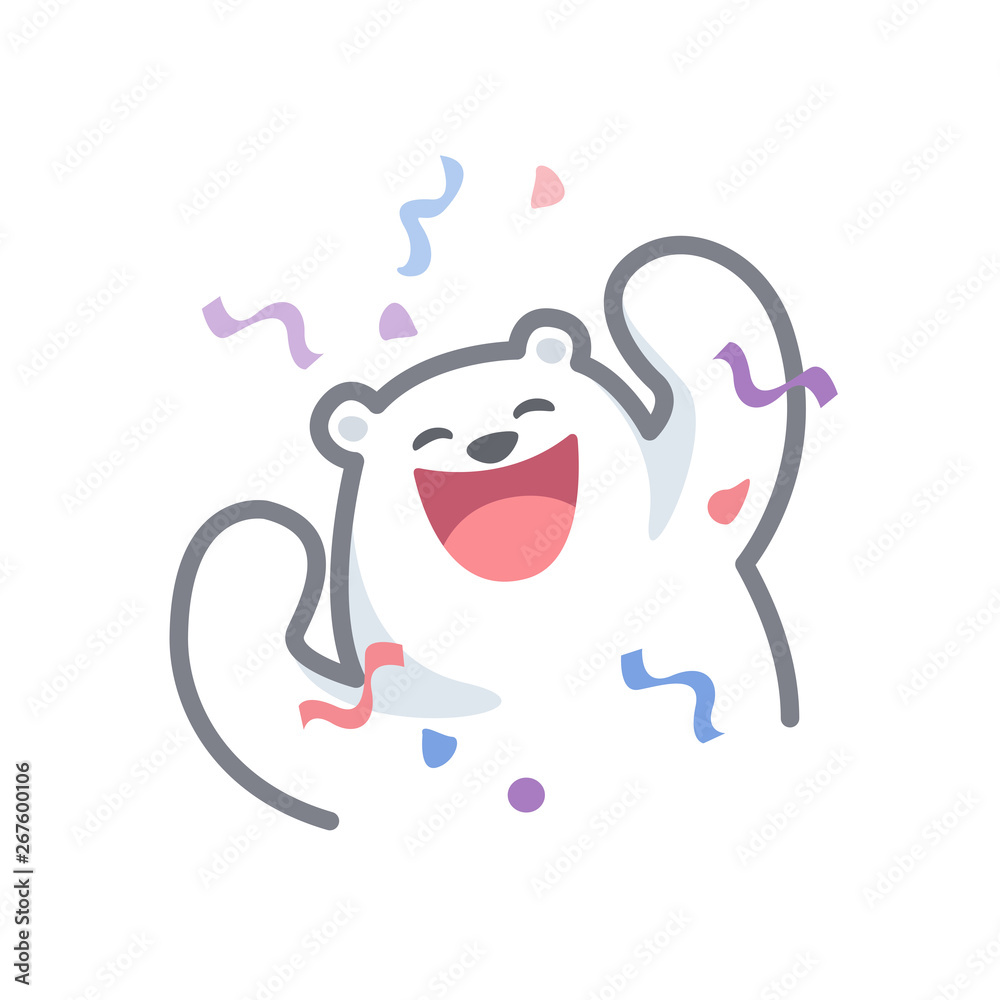 white bear cartoon character cute isolated on white background