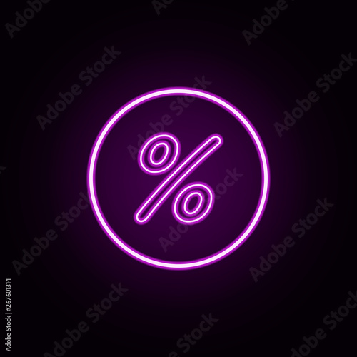 percentages neon icon. Elements of bank set. Simple icon for websites, web design, mobile app, info graphics