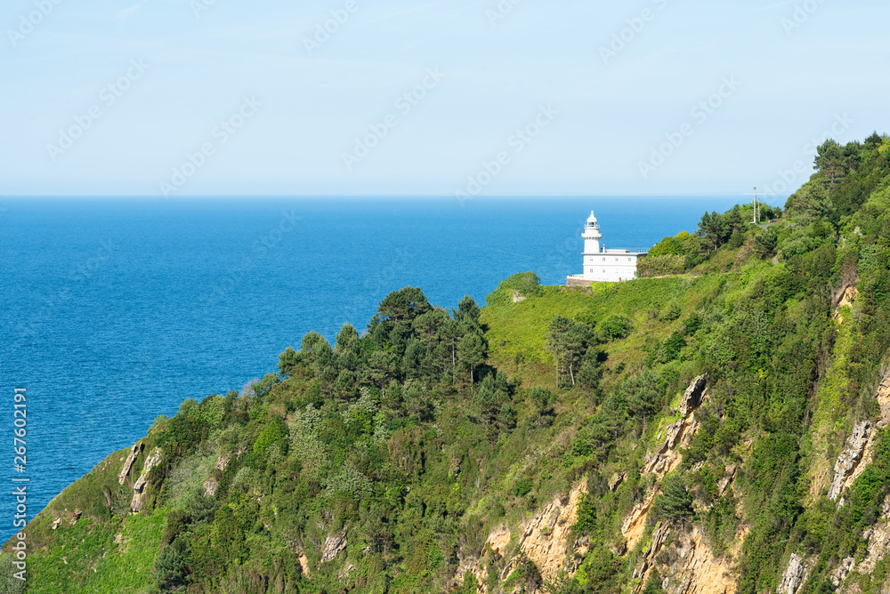 The lighthouse of Monte Igeldo in San Sebastian, Donostia. Basque Country of Spain.