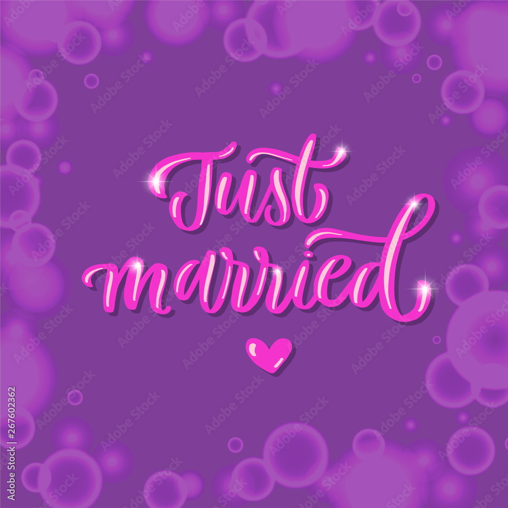 Just married - lettering card.