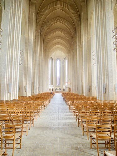 Grundtvig's church in Copenhagen, Denmark.The rare example of expressionist church architecture. Stunning interior designed by Peder Vilhelm Jensen-Klint photo