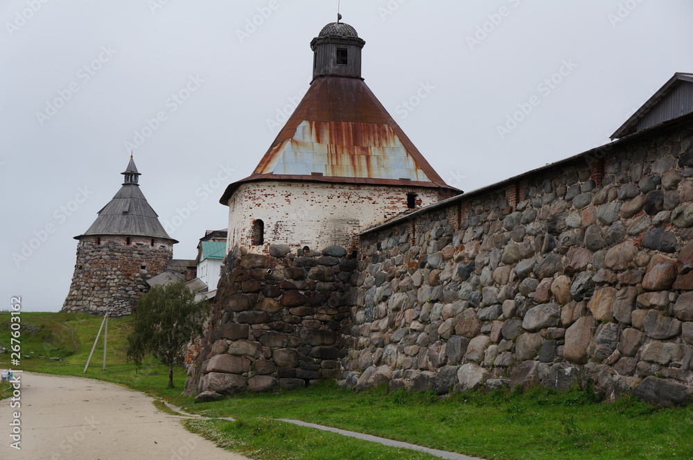 Stone wall of Solovetsky monastery