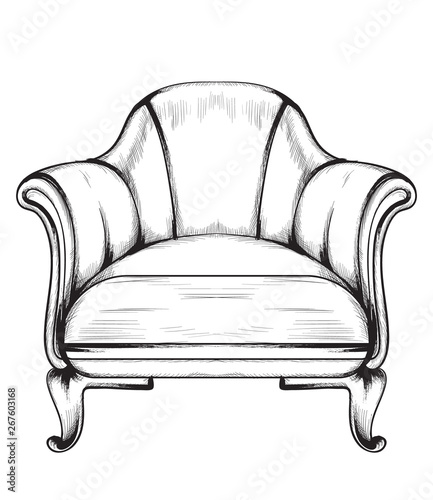 Rich baroque armchair Vector. Retro style furniture. Vintage designs