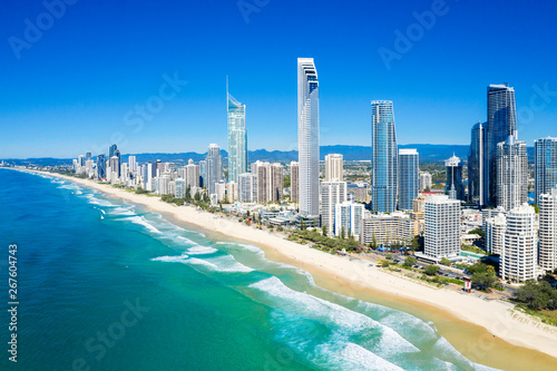 Sunny view of Surfers Paradise on the Gold Coast looking from the North