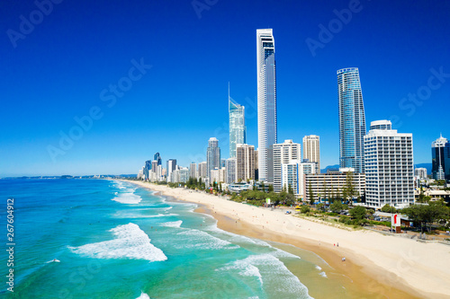 Sunny view of Surfers Paradise on the Gold Coast looking from the North