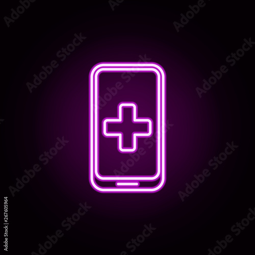 mobile phone doctor neon icon. Elements of hospital set. Simple icon for websites, web design, mobile app, info graphics