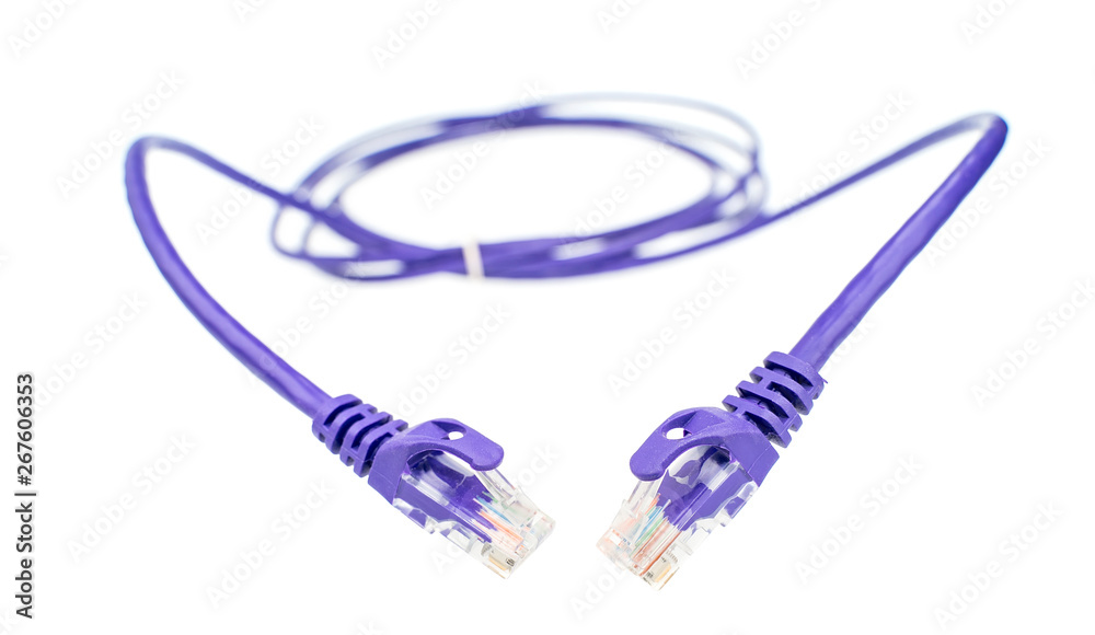 purple network cables isolated on white background purple network cables isolated on white background