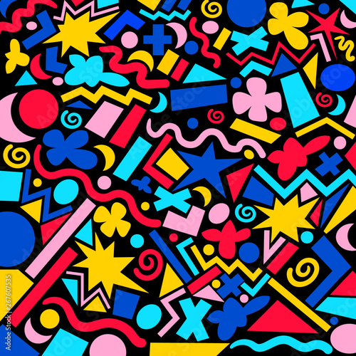 Abstract illustration in bright colors and striking shapes, to use in textiles, decoration, backgrounds, banner, posters and social networks.