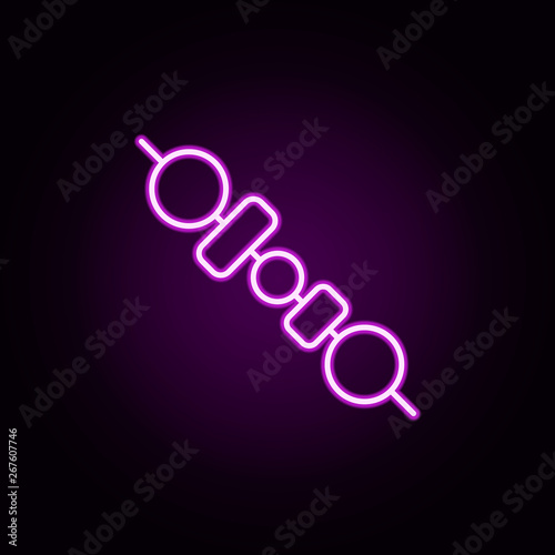 skewer neon icon. Elements of restaurant set. Simple icon for websites, web design, mobile app, info graphics