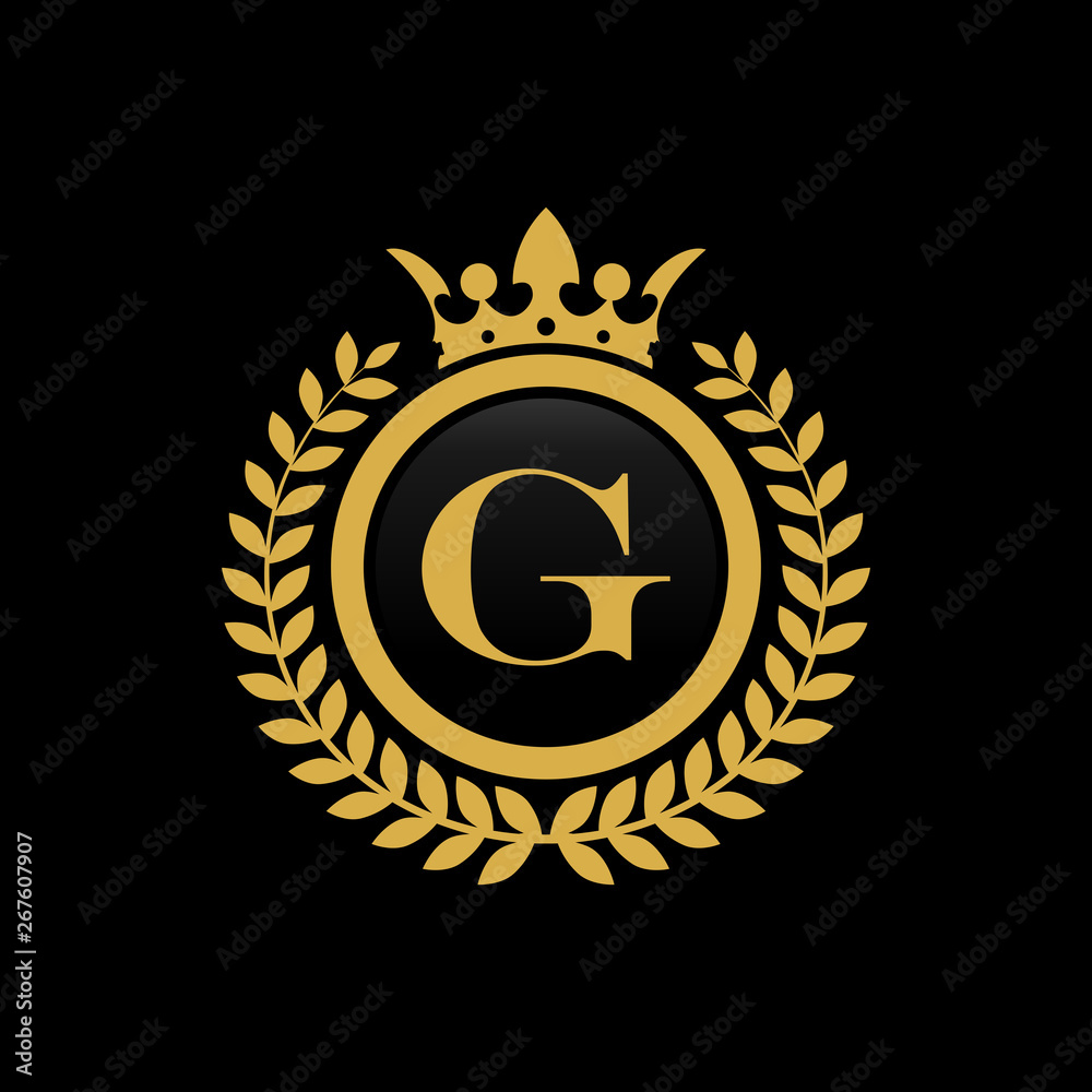 Naklejka premium G initial royal crown logo