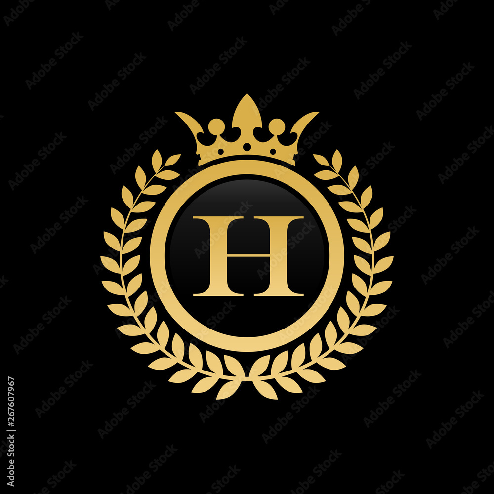 Fototapeta premium H initial royal crown logo