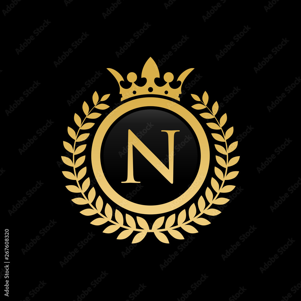 Naklejka premium N initial royal crown logo