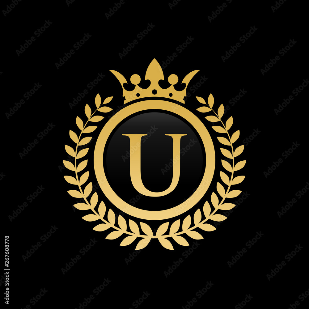 Naklejka premium U initial royal crown logo