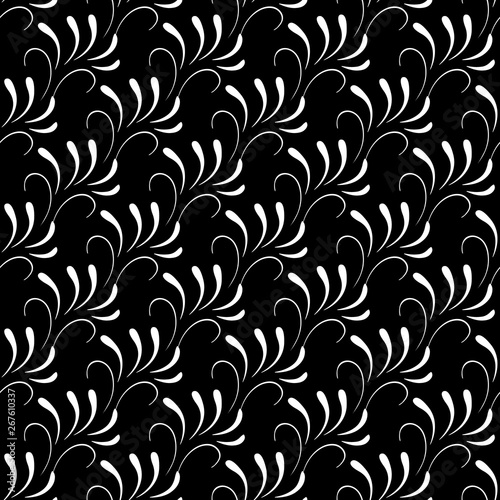 Abstract arabic seamless pattern. Fashion graphic on black background design. Modern stylish abstract texture. Monochrome template for prints, textiles, wrapping, wallpaper, etc. Vector illustration.