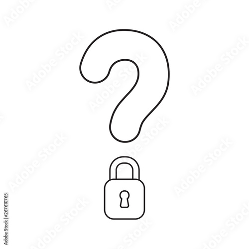 Vector icon concept of question mark with closed padlock.