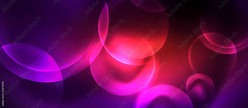 Shiny neon color light with circles abstract background Shiny neon color light with circles abstract background