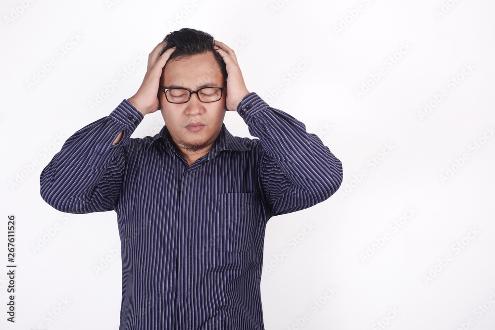 Businessman Frustrated, headache, stress and dizzy gesture Businessman Frustrated, headache, stress and dizzy gesture