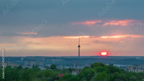 Sunset over Vilnius, Lithuania, time-lapse