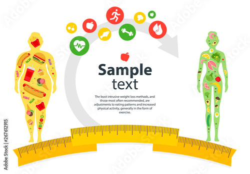 Woman with a obesity. Excess weight problem, fat, health care, unhealthy lifestyle concept design.