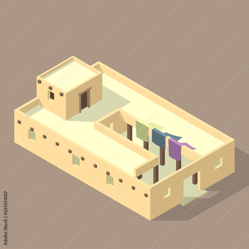Naklejka premium iso Arab house isolated on sandy