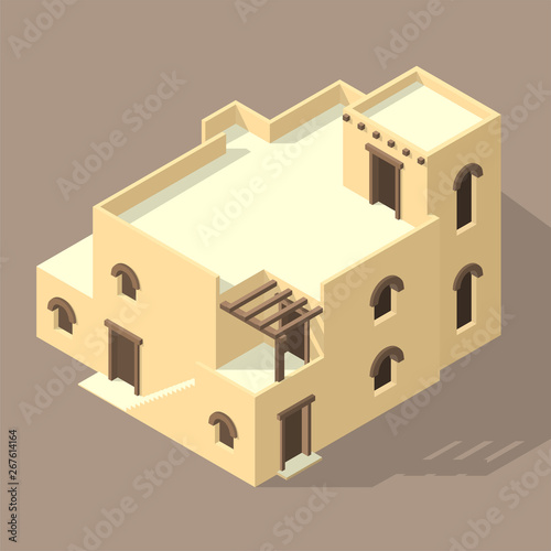 iso Arab house isolated on sandy