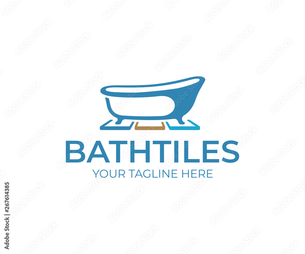 Bathroom tiles logo design. Bathtub and floor tiles vector design. Ceramic tiles logotype Bathroom tiles logo design. Bathtub and floor tiles vector design. Ceramic tiles logotype