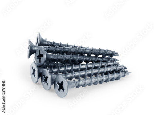 Screws still life large self tapping screws on white background