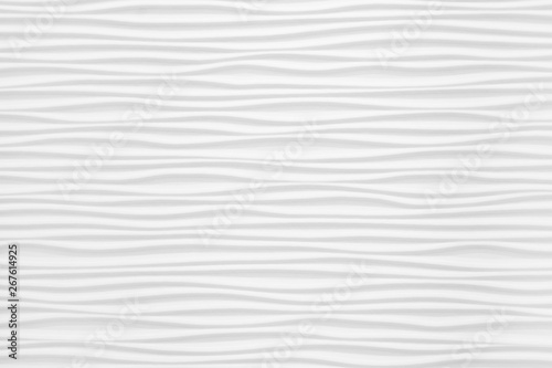 Beautiful and voluminous white wall surface in the form of waves. Gypsum panels for finishing walls in the form of waves