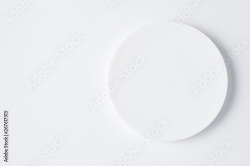 White plastic cover isolated on white background. Copy space