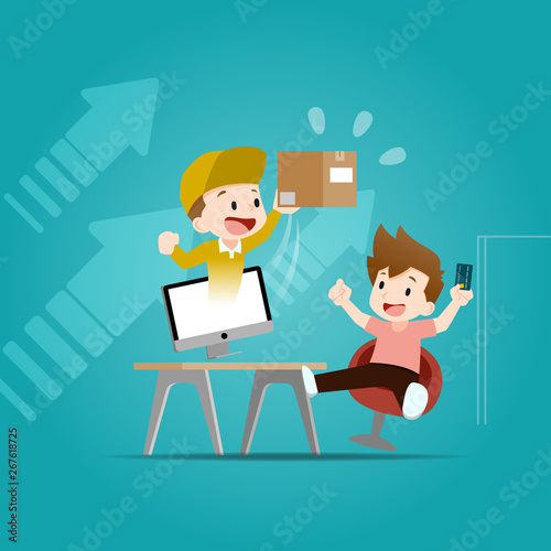 The delivery staff emerged from the computer screen to deliver the product to the customer to show that the company has taken action quickly and added confidence to the user.